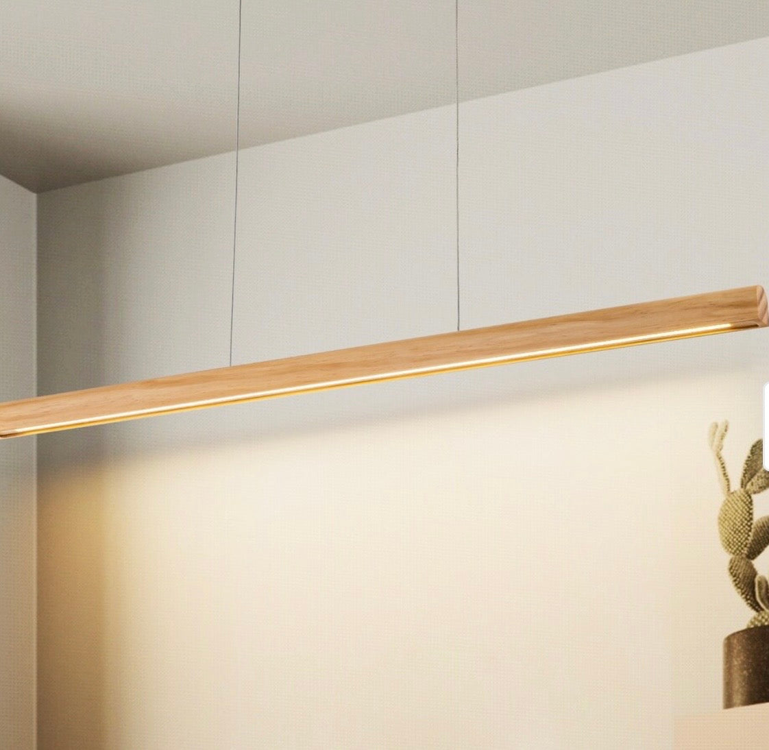 Pendant Light - Starsky 1-Light Wooden Linear Pendant Integrated LED 3000K Kitchen Island Lights 47” Light Wood