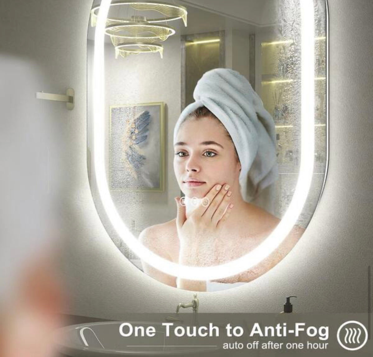 Mirror - 24 in. W x 32 in. H Oval Frameless UL Certified Front and Back LED Anti-Fog