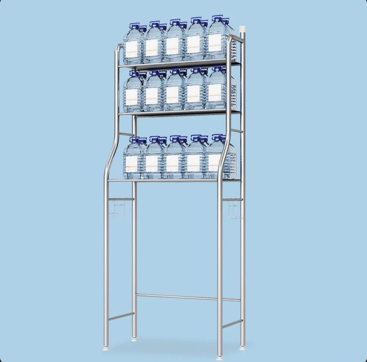 Organization - Bathroom Over Toilet Stand 3 - Tier, Stainless Steel, Silver Finish, Freestanding with Towel & Paper Holder