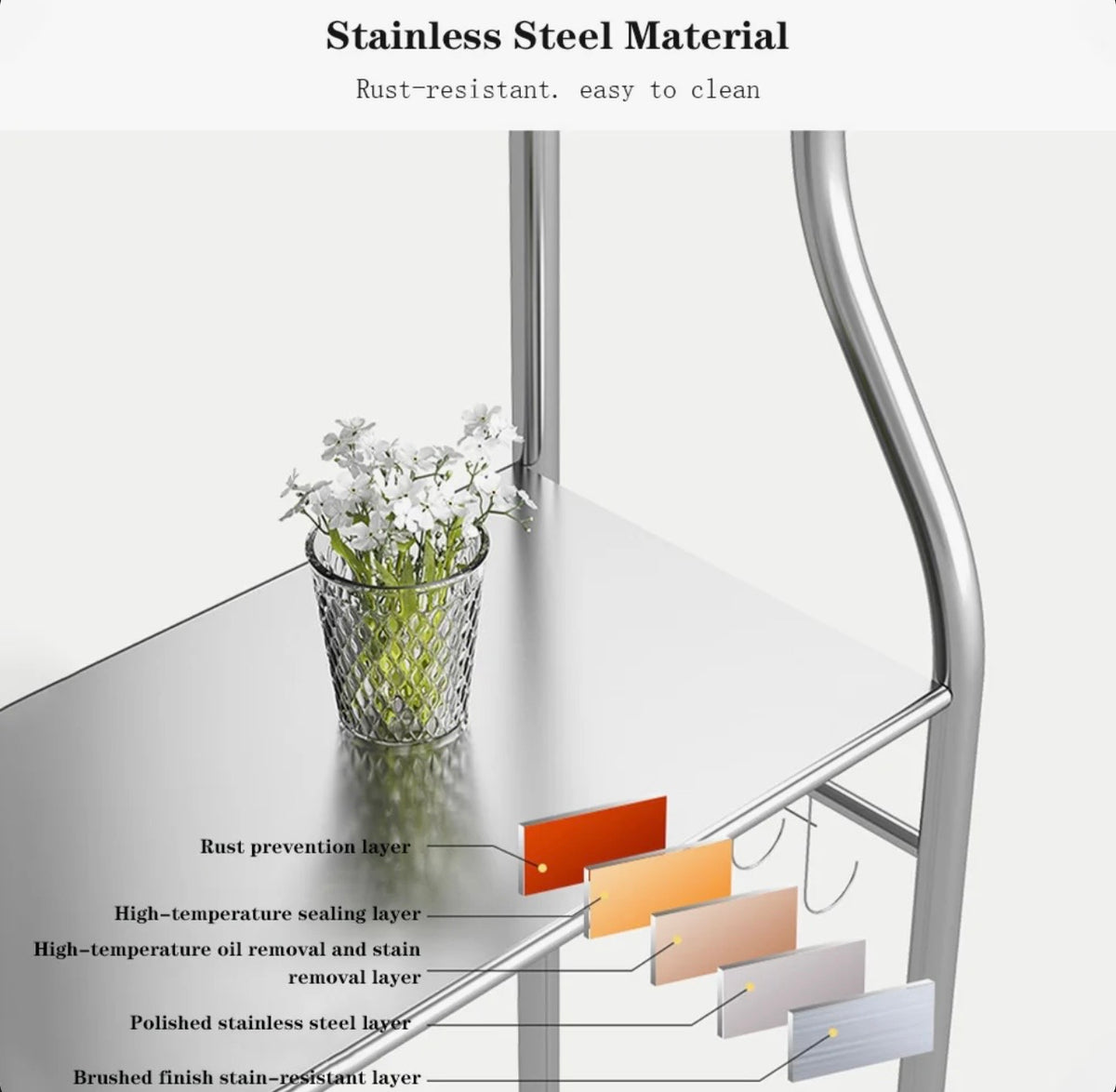 Organization - Bathroom Over Toilet Stand 3 - Tier, Stainless Steel, Silver Finish, Freestanding with Towel & Paper Holder
