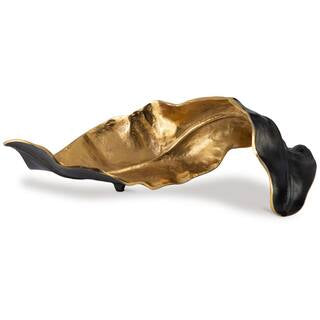 Home Decor - Melinda Black/Gold 20 in. x 6 in. Leaves Metal Sculpture