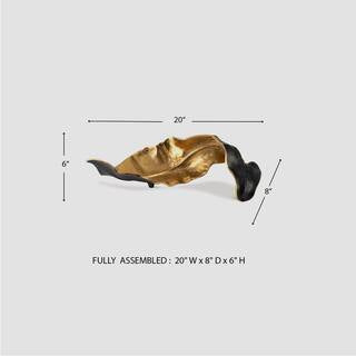 Home Decor - Melinda Black/Gold 20 in. x 6 in. Leaves Metal Sculpture