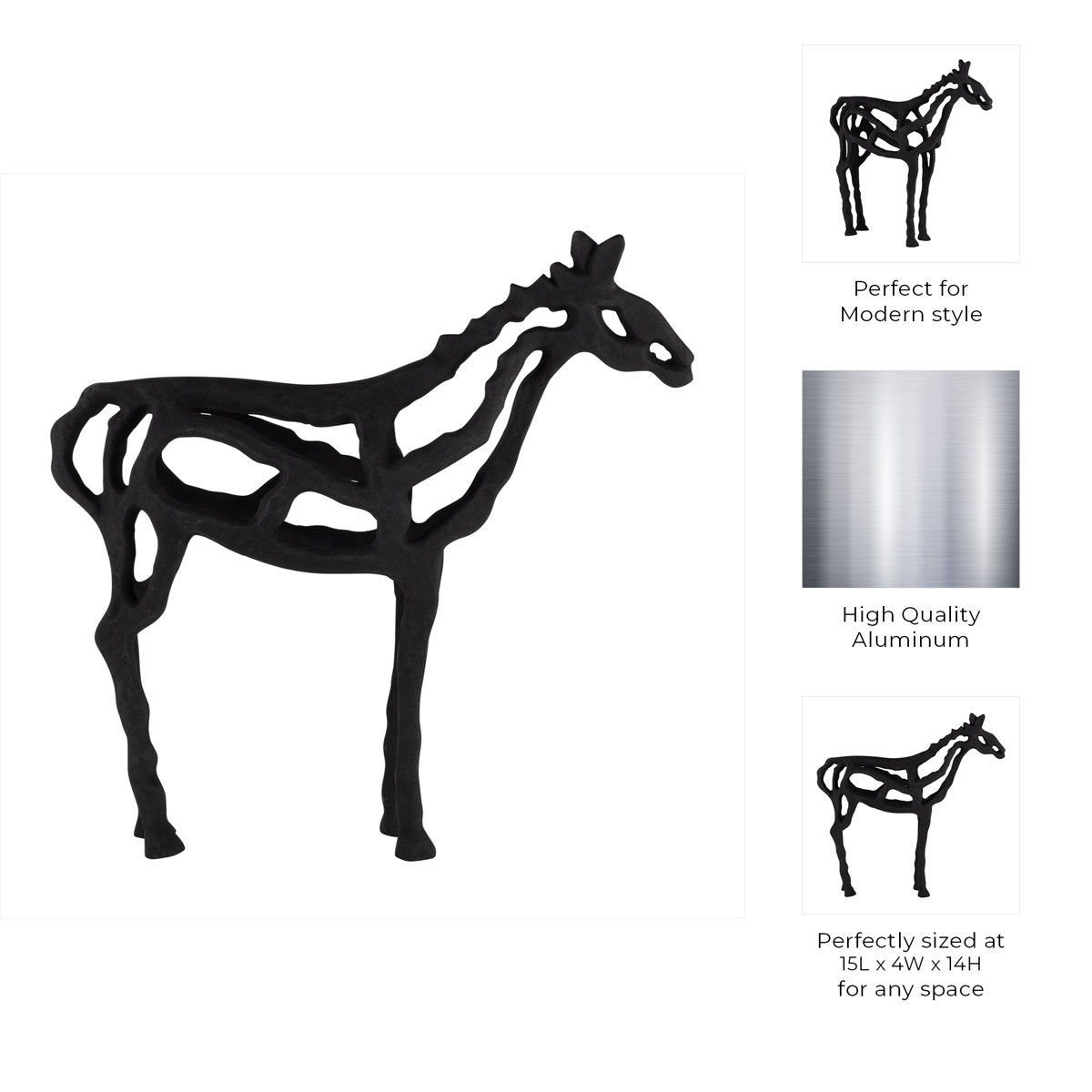 Home Decor - Modern Iron Horse Figurine Abstract Sculptural Art Decor Contemporary Animal Accent Statue