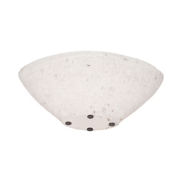 Home Decor - White Pottery Tapered Decorative Bowl with Rough Finish