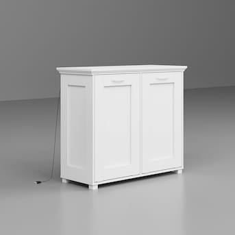 Trash Cabinet - Homsee Deodorizing Trash Cabinet – White MDF Double Bin Holder with Odor Control