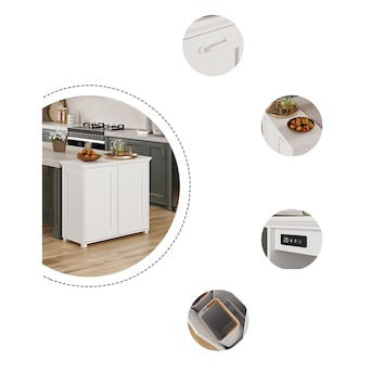 Trash Cabinet - Homsee Deodorizing Trash Cabinet – White MDF Double Bin Holder with Odor Control