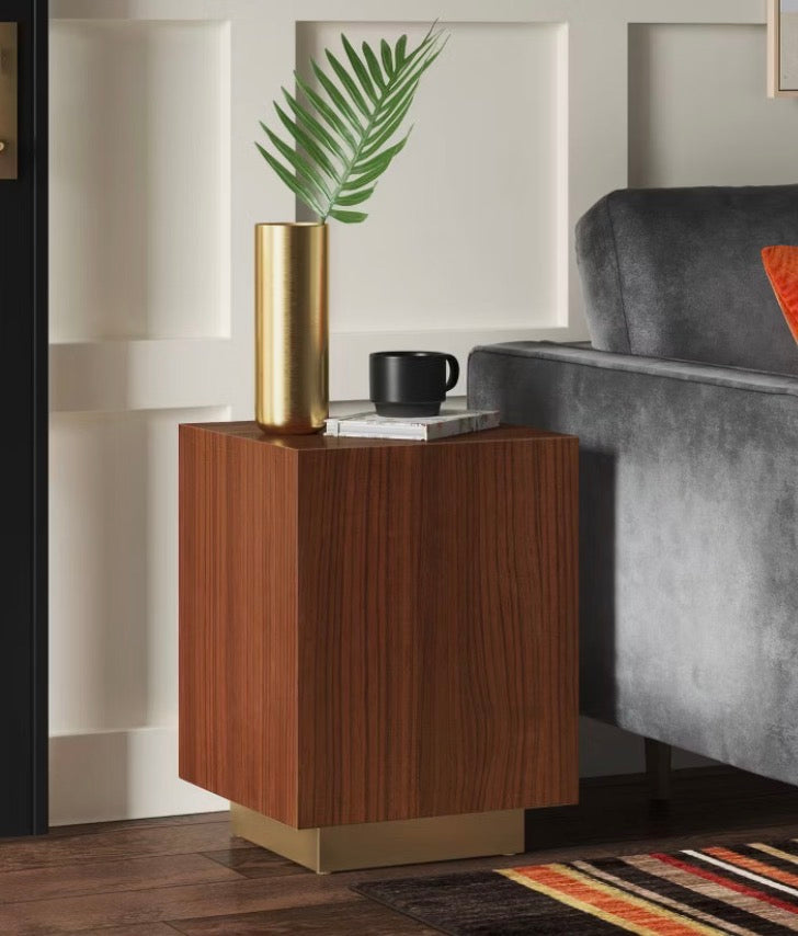 Accent Table - Wood and Metal Plinth Accent Table (2 available)