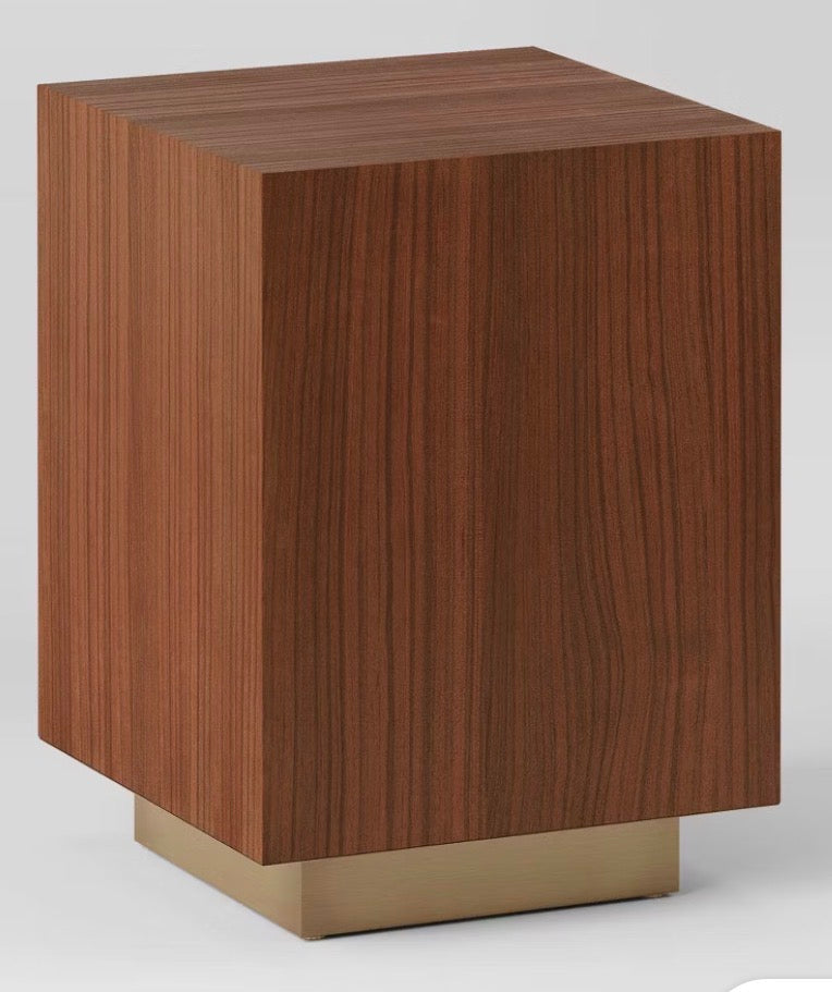 Accent Table - Wood and Metal Plinth Accent Table (2 available)