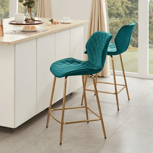 Barstool Single - Duhome Velvet Counter Stools with Gold Metal Legs