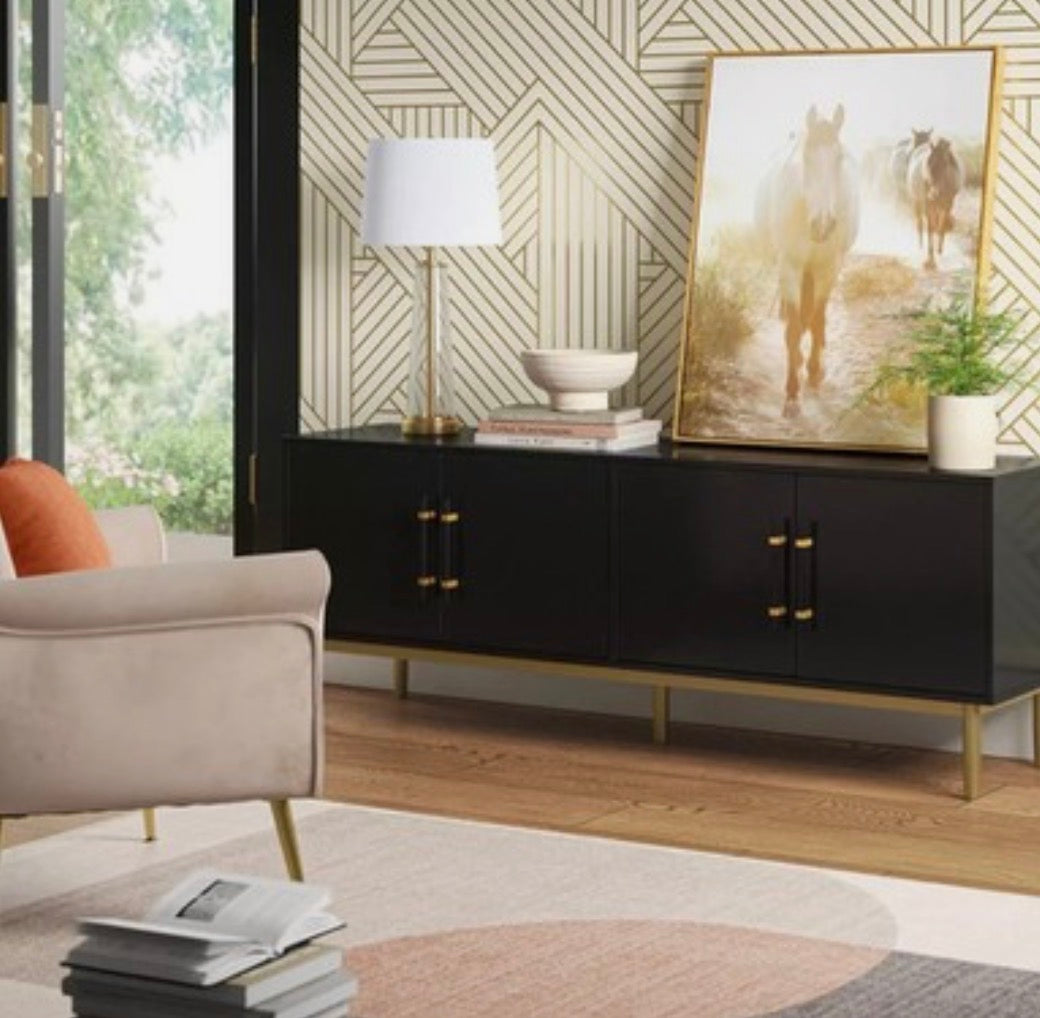 Media Stand - Ellery Luxe Media Stand for TVs up to 60” (60” W x 15 1/4” D x 22 1/2” T)