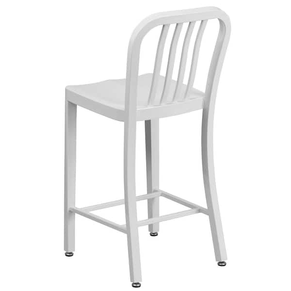 Barstool Set of 2 - 24.5” White Metal Bar Stool