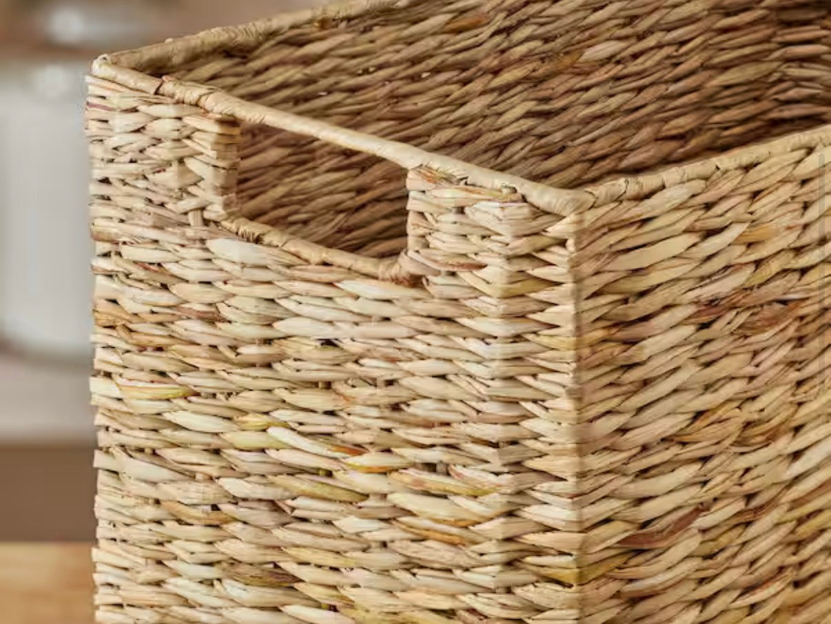 Basket Set of 3 - Rectangular Bulrush Storage Basket