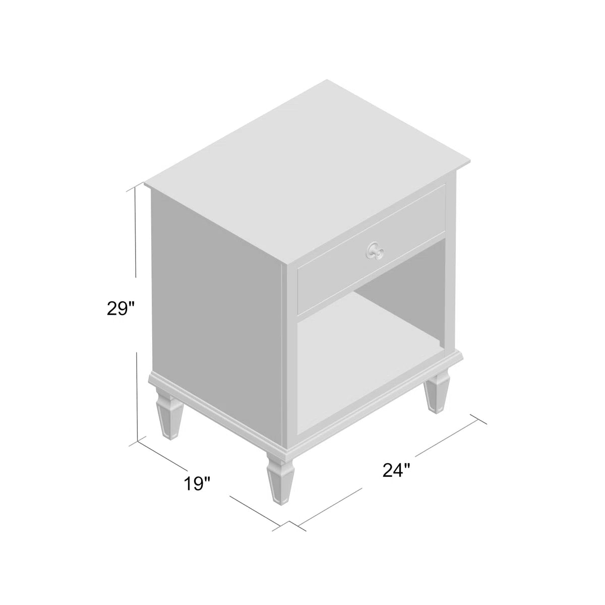 End Table/Nightstand - Victoria 1 Drawer Dresser