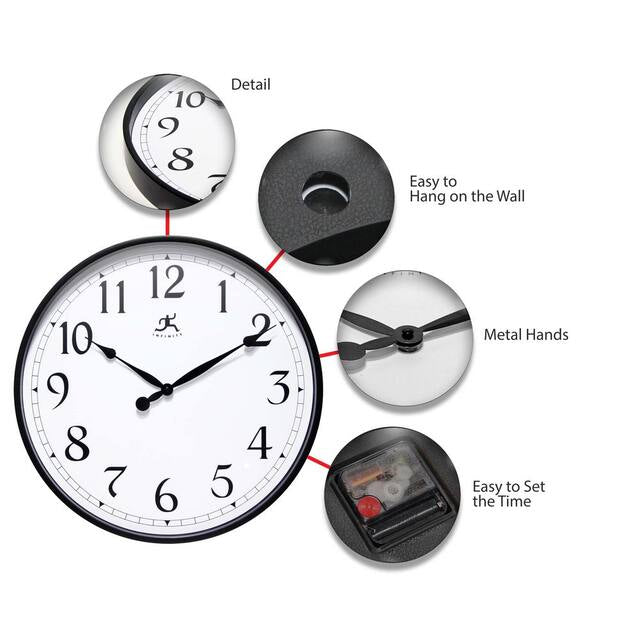 Clock - 18" Black Office Wall Clock