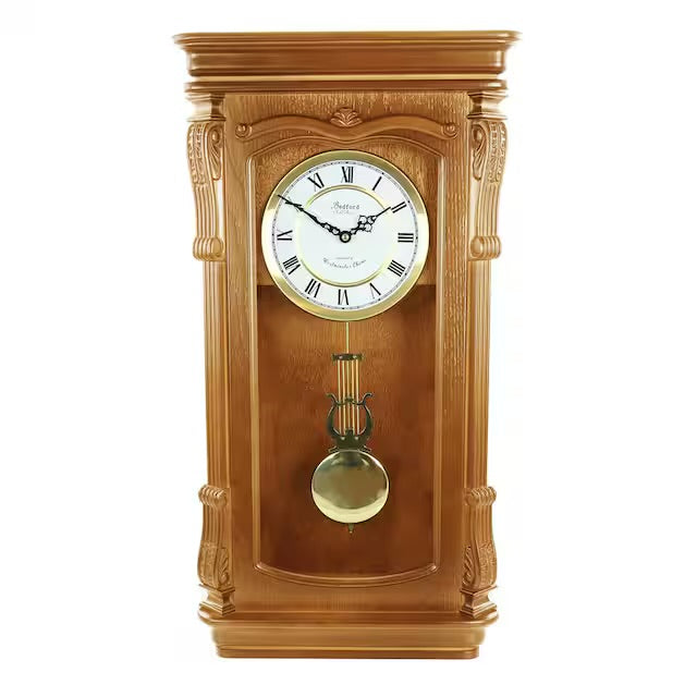 Clock - Golden Oak Chiming Pendulum Wall Clock