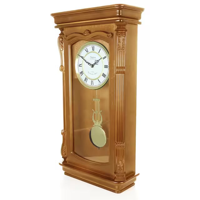 Clock - Golden Oak Chiming Pendulum Wall Clock