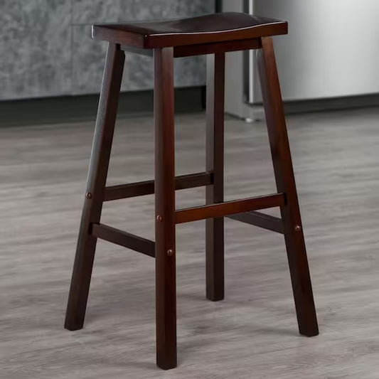 Barstool Set of 2 - 29” Satori Saddle Seat Walnut Bar Stool