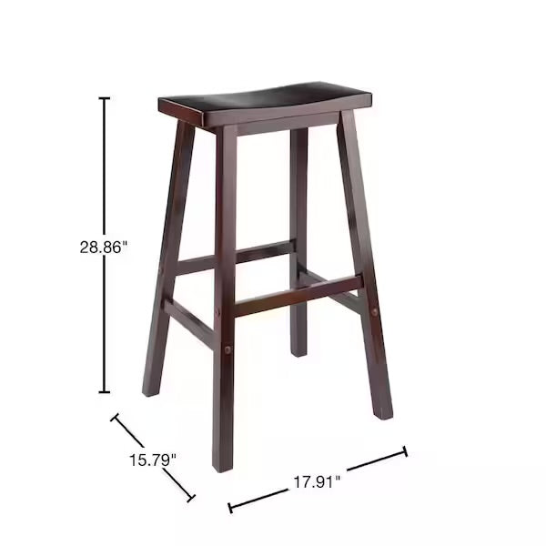Barstool Set of 2 - 29” Satori Saddle Seat Walnut Bar Stool