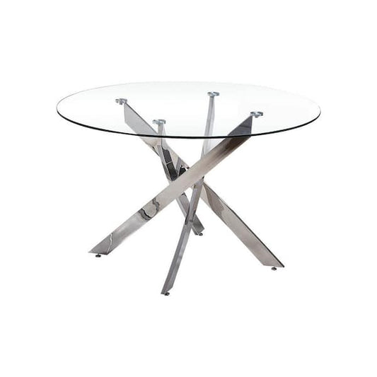 Dining Table - Trinity 47 in. Silver Modern Round Dining Table