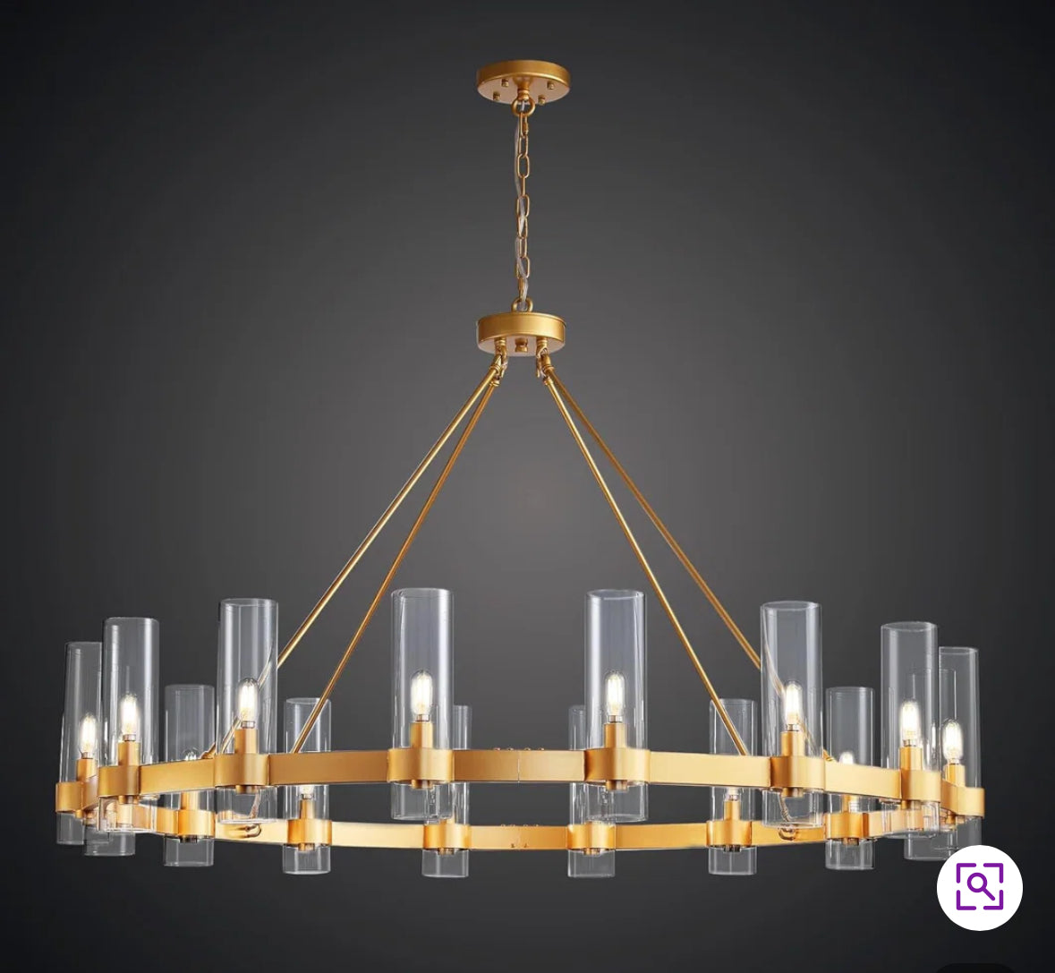 Chandelier - Gwyndolyn Modern Rustic Wagon Wheel with Clear Glass Shades - WF