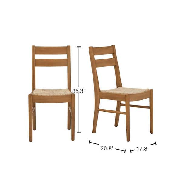 Dining chair Set of 2 - Hamlin Natural Woven Dining Chairs in Patina