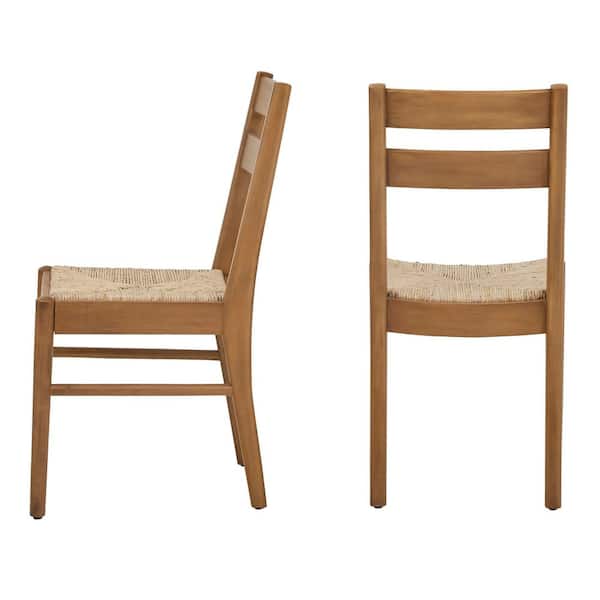 Dining chair Set of 2 - Hamlin Natural Woven Dining Chairs in Patina