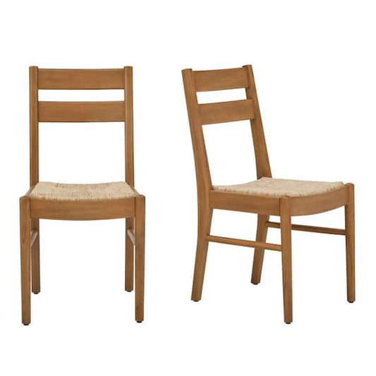 Dining chair Set of 2 - Hamlin Natural Woven Dining Chairs in Patina