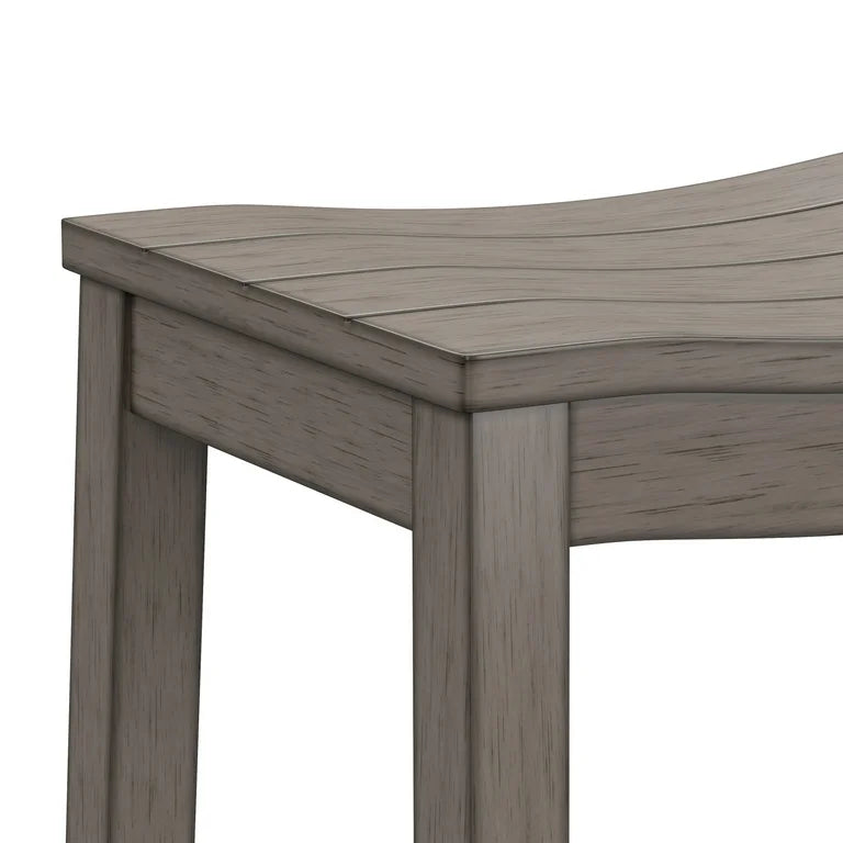Barstool Single - 24” Woven Paths Fiddler Backless Wood Counter Height Stool, Aged Gray