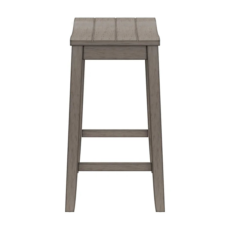 Barstool Single - 24” Woven Paths Fiddler Backless Wood Counter Height Stool, Aged Gray