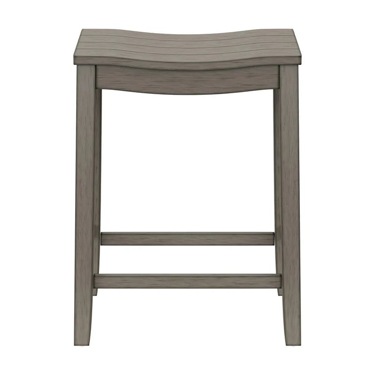 Barstool Single - 24” Woven Paths Fiddler Backless Wood Counter Height Stool, Aged Gray