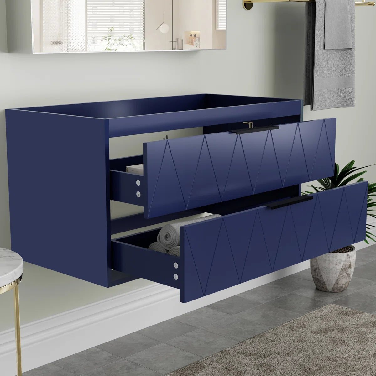 Bathroom Vanity - 36" Modern Wall Mounted Bathroom Vanity Base Only without Sink Top, Soft-close Drawers, Eco-friendly Hand Paint