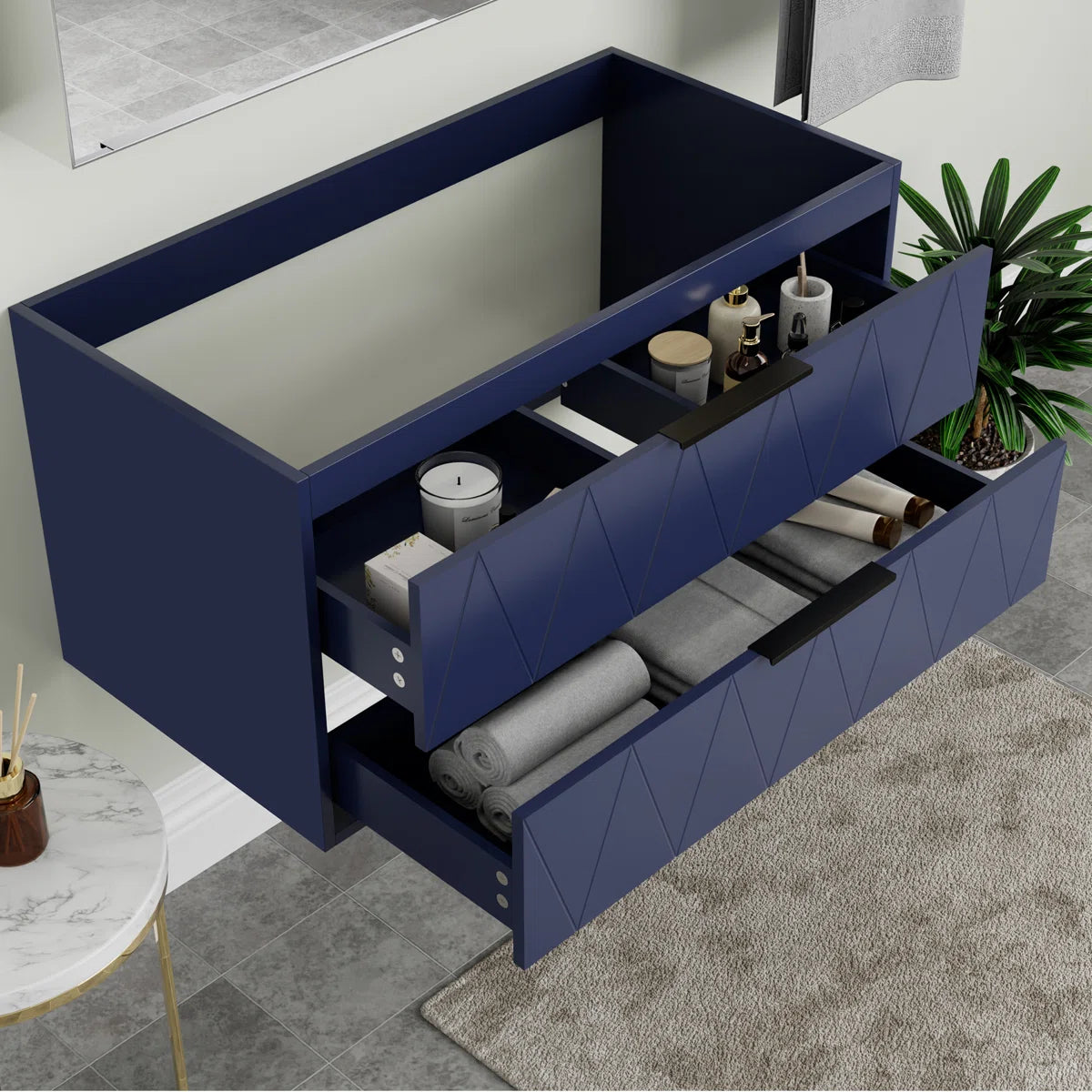 Bathroom Vanity - 36" Modern Wall Mounted Bathroom Vanity Base Only without Sink Top, Soft-close Drawers, Eco-friendly Hand Paint