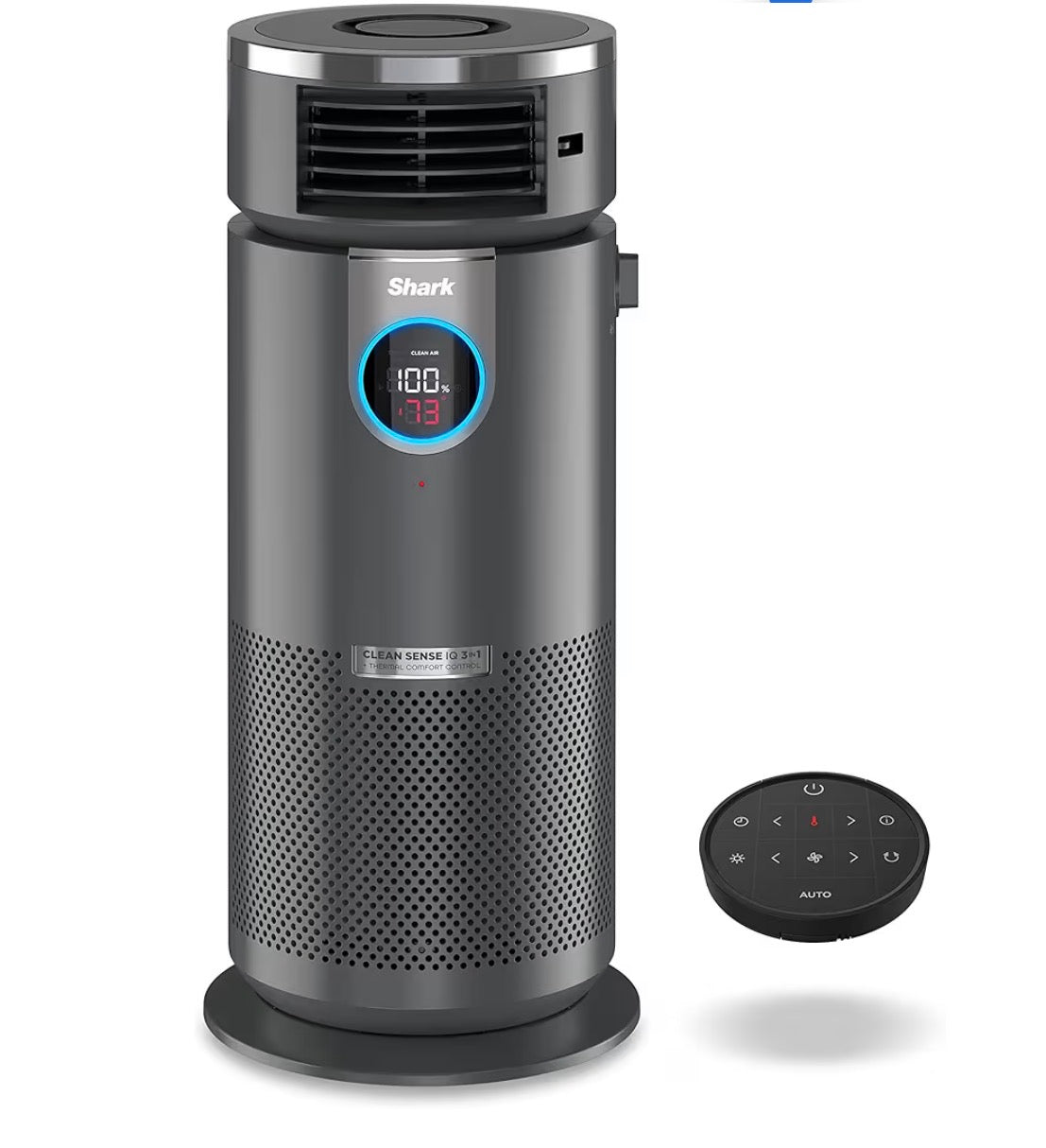 Air Purifier - Shark 3 in 1 Air Purifiers for Home, Bedroom, or Office with HEPA Filter, Small Space Heater and Fan Combo, Filters Smoke, Covers up to 500 Sq Ft, Clean Sense Technology, Heat, Cool and Purify, HC452
