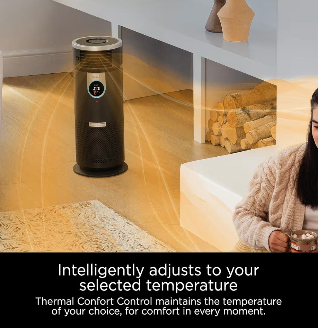 Air Purifier - Shark 3 in 1 Air Purifiers for Home, Bedroom, or Office with HEPA Filter, Small Space Heater and Fan Combo, Filters Smoke, Covers up to 500 Sq Ft, Clean Sense Technology, Heat, Cool and Purify, HC452