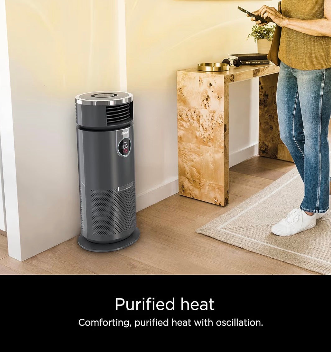 Air Purifier - Shark 3 in 1 Air Purifiers for Home, Bedroom, or Office with HEPA Filter, Small Space Heater and Fan Combo, Filters Smoke, Covers up to 500 Sq Ft, Clean Sense Technology, Heat, Cool and Purify, HC452