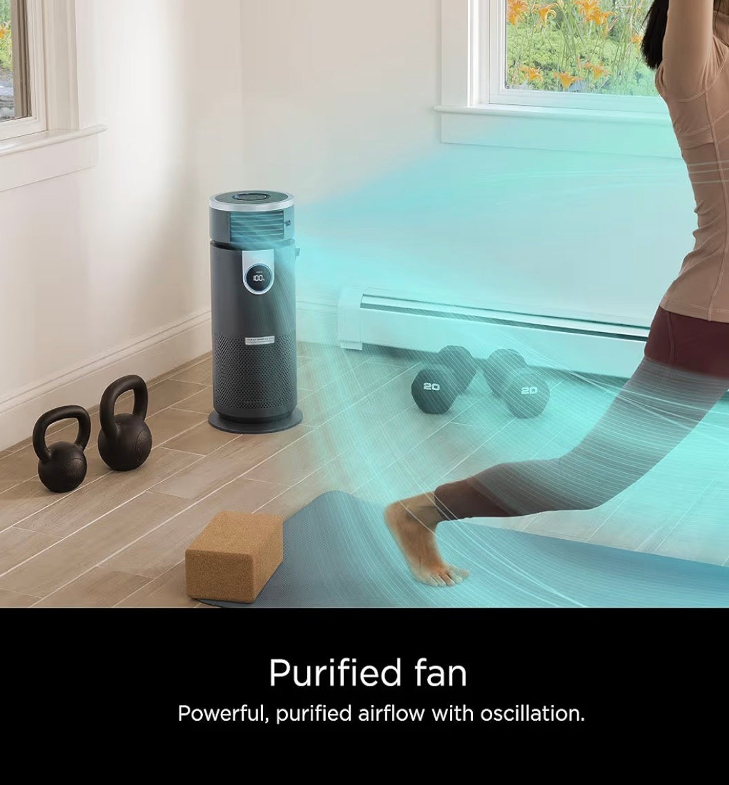 Air Purifier - Shark 3 in 1 Air Purifiers for Home, Bedroom, or Office with HEPA Filter, Small Space Heater and Fan Combo, Filters Smoke, Covers up to 500 Sq Ft, Clean Sense Technology, Heat, Cool and Purify, HC452
