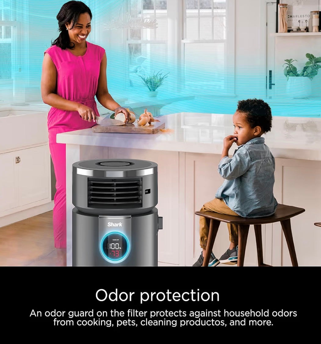 Air Purifier - Shark 3 in 1 Air Purifiers for Home, Bedroom, or Office with HEPA Filter, Small Space Heater and Fan Combo, Filters Smoke, Covers up to 500 Sq Ft, Clean Sense Technology, Heat, Cool and Purify, HC452