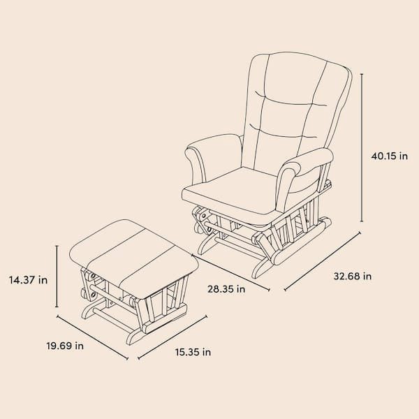 Rocking Chair - Tuscany White with Taupe Swirl Cushion Glider and Ottoman Set
