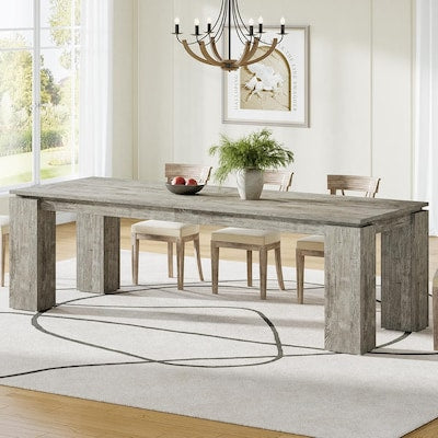 Dining Table - Tribesigns Grey Farmhouse Rectangle Dining Table 86.6 L x 29.5 H with Thick Legs