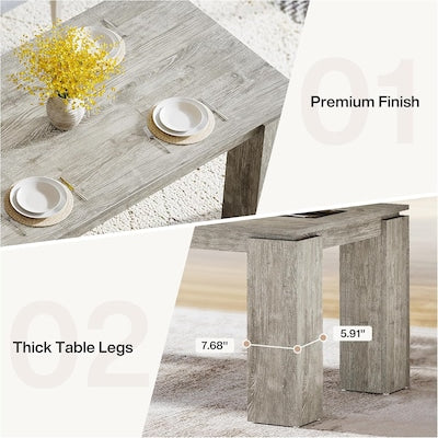 Dining Table - Tribesigns Grey Farmhouse Rectangle Dining Table 86.6 L x 29.5 H with Thick Legs