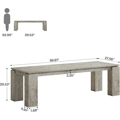 Dining Table - Tribesigns Grey Farmhouse Rectangle Dining Table 86.6 L x 29.5 H with Thick Legs