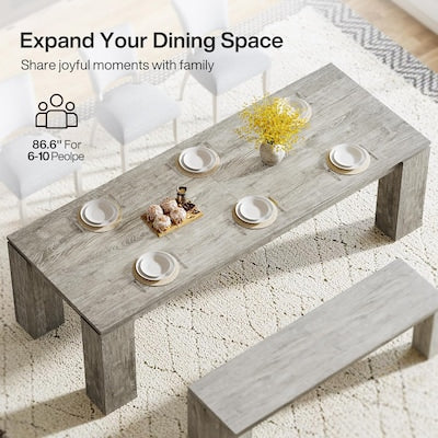 Dining Table - Tribesigns Grey Farmhouse Rectangle Dining Table 86.6 L x 29.5 H with Thick Legs
