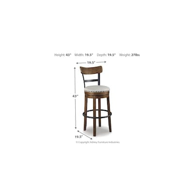 Barstool Set of 3 - Signature Design by Ashley Valebeck Bar Height Brown Swivel Bar Stool