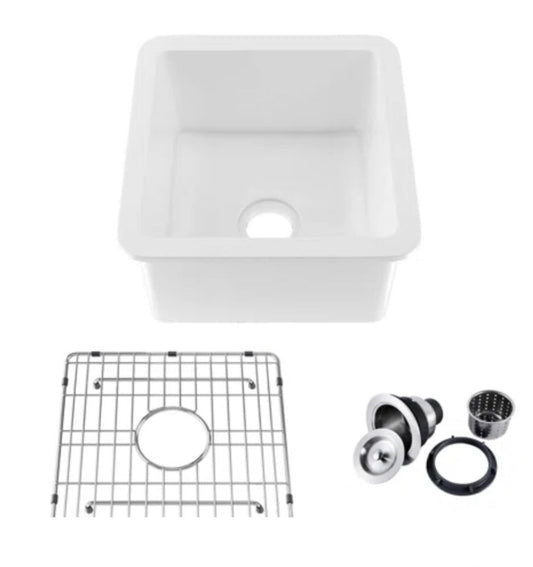 Sink - Kitchen 18” L Undermount Single Bowl Fireclay Kitchen Sink