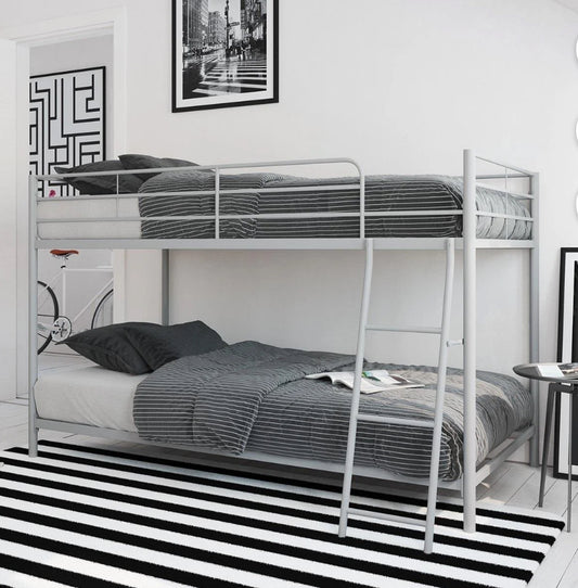 Bed - Bunk Twin over Twin Silver Metal - WM1