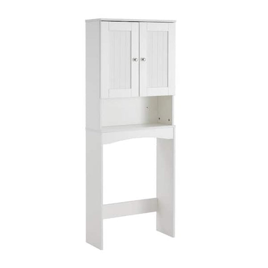 Storage Cabinet - 23.62 in. W x 61.81 in. H x 9.05 in. D White Over The Toilet Storage with Doors