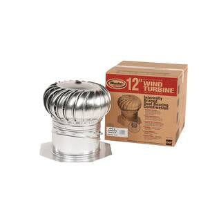 Roof Vent - 12 in. Mill Galvanized Steel Internally Braced Dual-Bearing Wind Ventilation Roof Turbine