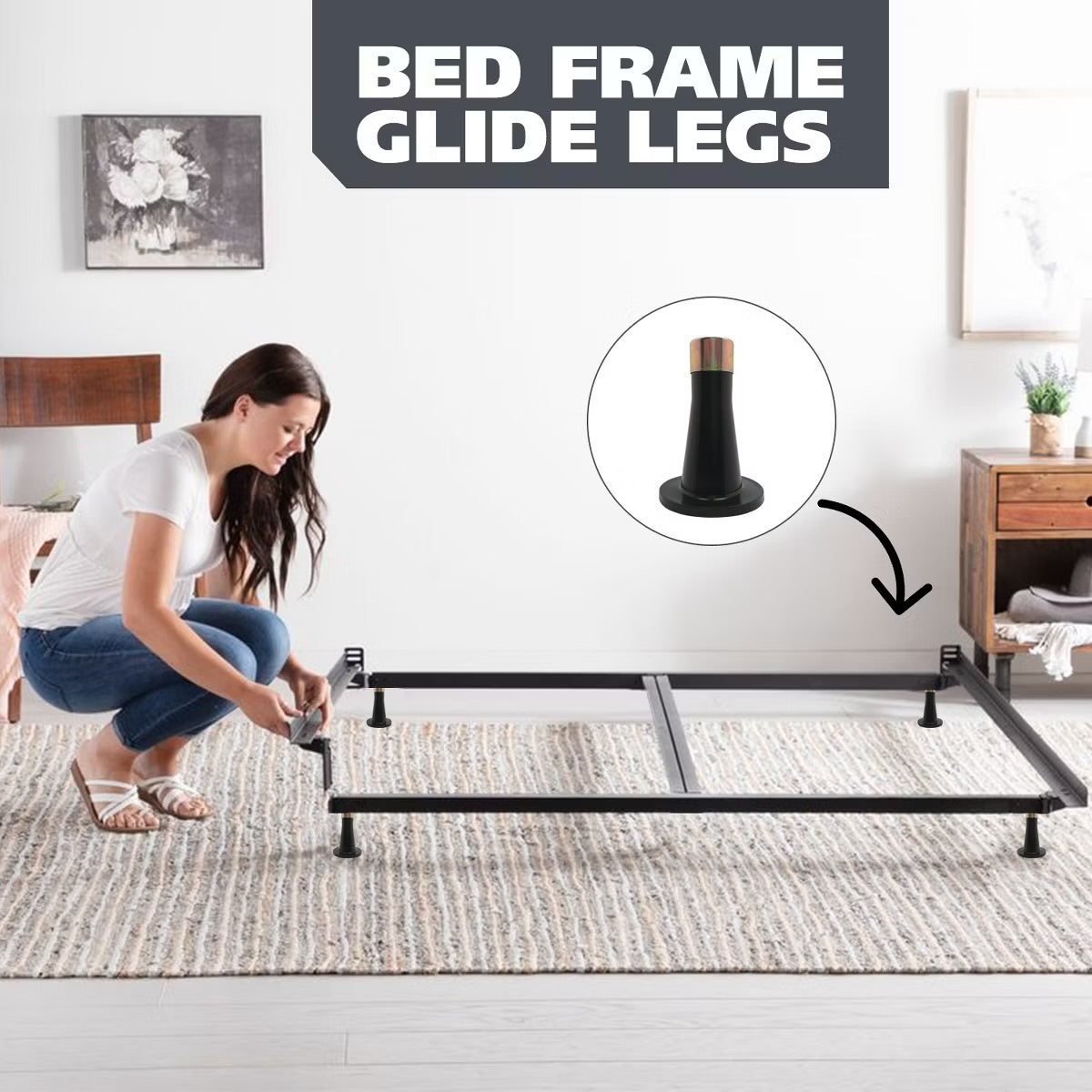 Bed Frame Legs - Hunsicker Plastic Bed Frame Glide Legs to Replace Wheels