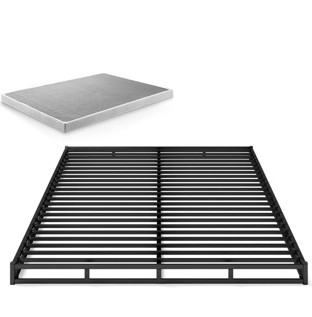 Mattress Support - 4 Inch Box Spring with Cover, Mattress Foundation, White