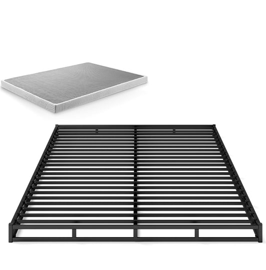 Mattress Support - 4 Inch Box Spring with Cover, Mattress Foundation, White